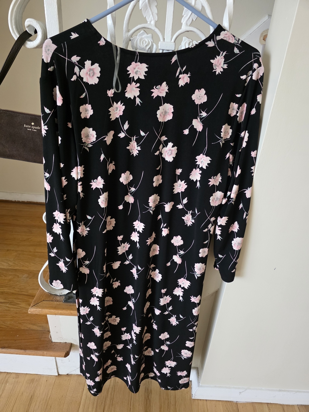 Anne Klein Black Midi Dress with Pink Floral Print - Picture 2 of 5
